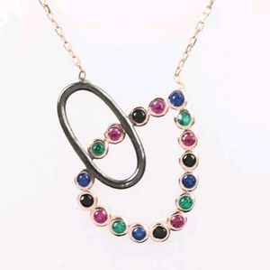 Fun mixed gemstone, rhodium & gold necklace